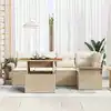 Image de vidaXL Ensemble de canapé de jardin 6 pcs Beige Poly rotin