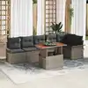 Image de vidaXL Ensemble de canapé de jardin 7 pcs Gris Poly rotin