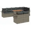 Image de vidaXL Ensemble de canapé de Jardin 9 pcs Gris Poly rotin, Salon de Jardin et terrasse, canapés modulables Modernes, Meubles en Acier résistants, pour Une Ambiance familiale
