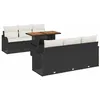 Image de vidaXL Ensemble de canapé de Jardin 7 pcs Noir Poly rotin, Canapé de Jardin et terrasse, modulable, en rotin, résistant aux UV, mobilier extérieur Chic