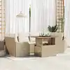 Image de vidaXL Ensemble de canapé de jardin 7 pcs Beige Poly rotin