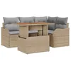 Image de vidaXL Ensemble de canapé de Jardin 5 pcs Beige Poly rotin, Jardin et Terrasse, Mobilier de Rangement, Résistant UV, Canapé d'Extérieur, Relax, Meubles de Patio