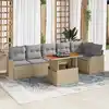 Image de vidaXL Ensemble de canapé de jardin 7 pcs Beige Poly rotin