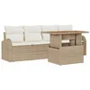 Image de vidaXL Ensemble de canapé de Jardin 5 pcs Beige Poly rotin, Canapé de Jardin, Design modulaire, matériaux résistants aux UV, mobilier Lounge Chic pour terrasses