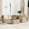 Image de vidaXL Ensemble de canapé de jardin 6 pcs Beige Poly rotin