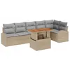 Image de vidaXL Ensemble de canapé de Jardin 7 pcs Beige Poly rotin, Mobilier de Jardin et terrasse, canapé modulable d'extérieur, matériaux résistants, agencement Lounge configurable
