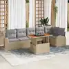 Image de vidaXL Ensemble de canapé de jardin 7 pcs Beige Poly rotin