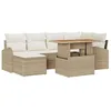 Image de vidaXL Ensemble de canapé de Jardin 7 pcs Beige Poly rotin, Canapé modulable de Jardin et terrasse, Ensemble Lounge en rotin, Coin détente Moderne