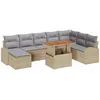 Image de vidaXL Ensemble de canapé de Jardin 9 pcs Beige Poly rotin, Canapé modulable Moderne pour Jardin et terrasse, Tissu résistant aux UV, Lounge extérieur Chic