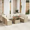 Image de vidaXL Ensemble de canapé de jardin 10 pcs Beige Poly rotin