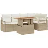 Image de vidaXL Ensemble de canapé de Jardin 6 pcs Beige Poly rotin, Salon de Jardin, Ensemble Moderne en extérieur, Meuble résistant avec Table en Acacia, canapé Durable en rotin