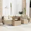 Image de vidaXL Ensemble de canapé de jardin 6 pcs Beige Poly rotin