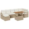 Image de vidaXL Ensemble de canapé de Jardin 8 pcs Beige Poly rotin, Ensemble de sièges modulaires, mobilier d'extérieur Durable, canapé en Poly rotin, Table en Acacia, transat d'été