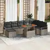 Image de vidaXL Ensemble de canapé de jardin 9 pcs Gris Poly rotin