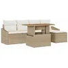 Image de vidaXL Ensemble de canapé de Jardin 6 pcs Beige Poly rotin, Canapé de Jardin Moderne, Sofa modulaire Durable, léger et résistant au Soleil, détente et Rangement en Plein air