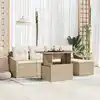 Image de vidaXL Ensemble de canapé de jardin 6 pcs Beige Poly rotin