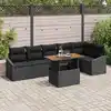 Image de vidaXL Ensemble de canapé de jardin 7 pcs Noir Poly rotin