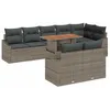 Image de vidaXL Ensemble de canapé de Jardin 9 pcs Gris Poly rotin, Ensemble d'extérieur Moderne, canapé résistant aux intempéries, Table en Acacia, Coin détente, Anti-UV