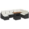 Image de vidaXL Ensemble de canapé de Jardin 9 pcs Noir Poly rotin, Salon Lounge Moderne pour Jardin, mobilier Acacia léger, résistant UV, Confort extérieur Garanti