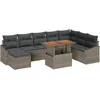 Image de vidaXL Ensemble de canapé de Jardin 9 pcs Gris Poly rotin, Jardin et terrasse, canapés modulaires Modernes, Meubles résistants UV, Set de détente été avec Rangement en Acacia