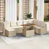 Image de vidaXL Ensemble de canapé de jardin 9 pcs Beige Poly rotin