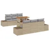 Image de vidaXL Ensemble de canapé de Jardin 7 pcs Beige Poly rotin, Canapé modulable d'extérieur pour Jardin et terrasse, résistant aux UV, léger, avec rangements