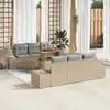 Image de vidaXL Ensemble de canapé de jardin 7 pcs Beige Poly rotin