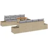 Image de vidaXL Ensemble de canapé de Jardin 9 pcs Beige Poly rotin, Mobilier de Jardin et terrasse, Style Moderne, canapé modulaire Confortable, résistant aux intempéries et aux UV