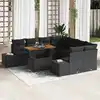 Image de vidaXL Ensemble de canapé de jardin 9 pcs Noir Poly rotin