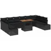 Image de vidaXL Ensemble de canapé de Jardin 11 pcs Noir Poly rotin, Sofa modulable pour Jardin et terrasse, Meuble sectionnel léger, résistant aux UV, agencements Ajustables