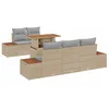 Image de vidaXL Ensemble de canapé de Jardin 6 pcs Beige Poly rotin, Canapé d'extérieur modulable Moderne, léger, résistant aux UV, avec rangements, en Acacia, Parfait pour Jardin ou terrasse