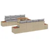 Image de vidaXL Ensemble de canapé de Jardin 9 pcs Beige Poly rotin, Ensemble de canapés Modernes pour Jardin et terrasse, Meubles extérieurs durables, Table en Acacia