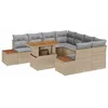 Image de vidaXL Ensemble de canapé de Jardin 9 pcs Beige Poly rotin, Canapé léger pour Jardin et terrasse, mobilier résistant aux UV, Rangement, Table Multifonction