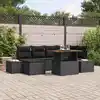 Image de vidaXL Ensemble de canapé de jardin 7 pcs Noir Poly rotin