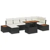Image de vidaXL Ensemble de canapé de Jardin 8 pcs Noir Poly rotin, Canapé d'extérieur Moderne et Durable, modulable avec rangements, pour Un Patio stylé et Relaxant