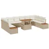 Image de vidaXL Ensemble de canapé de Jardin 11 pcs Beige Poly rotin, Canapé d'extérieur Moderne, modulable pour Jardin et terrasse, résistant aux UV, Rangement Pratique