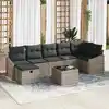 Image de vidaXL Ensemble de Canapés avec coussin avec stockage Gris polyrotin