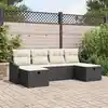 Image de vidaXL Ensemble de canapé de jardin avec coussin 6 pcs Noir Poly rotin