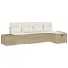 Image de vidaXL Ensemble de canapé de Jardin avec Coussin 5 pcs Beige polyrotin, Canapé d'extérieur, Moderne et modulable, résistant aux UV, Tout Temps, mobilier de Jardin Flexible
