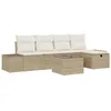 Image de vidaXL Ensemble de canapé de Jardin avec Coussin 6 pcs Beige polyrotin, Canapé d'extérieur, Moderne et modulable, résistant aux UV, Tout Temps, mobilier de Jardin Flexible