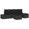 Image de vidaXL Canapé de Jardin 6 pièces avec Coussins Noir en rotin synthétique