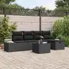 Image de vidaXL Ensemble de canapé de jardin avec coussin 6 pcs Noir polyrotin
