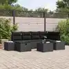 Image de vidaXL Ensemble de canapé de jardin avec coussin 7 pcs Noir polyrotin