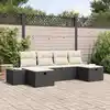 Image de vidaXL Ensemble de canapé de jardin avec coussin 6 pcs Noir polyrotin