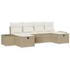 Image de vidaXL Ensemble de canapé de Jardin avec Coussin 6 pcs Beige polyrotin, Sofa de Jardin et terrasse, modulable, résistant aux intempéries, sectionnel élégant, détente en extérieur, mobilier en rotin