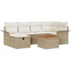 Image de vidaXL Ensemble de canapé de Jardin 7 pc Beige polyrotin