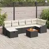 Image de vidaXL Ensemble de canapé de jardin avec coussin 8 pcs Noir polyrotin