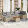 Image de vidaXL Ensemble de canapé de jardin avec coussin 8 pcs Beige polyrotin