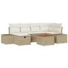 Image de vidaXL Ensemble de canapé de Jardin 7 pcs Beige Poly rotin, Salon de Jardin et Terrasse, Moderne, Durabilité, Résistant aux UV, Mobilier Extérieur, Canapés Légers avec Rangement
