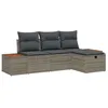 Image de vidaXL Ensemble de canapé de Jardin avec Coussin 4 pcs Gris Poly rotin, Ensemble de canapés de Jardin, rectangulaire, modulable, léger, résistant aux UV, mobilier stylé pour l'extérieur